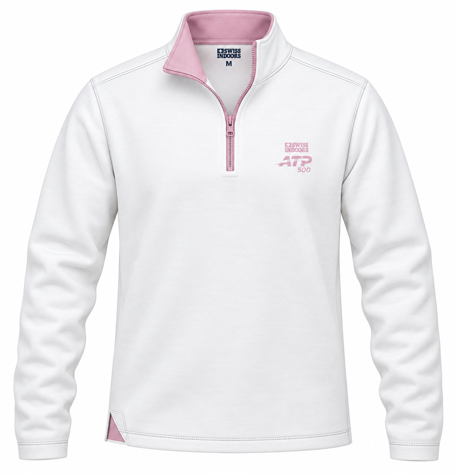 Zip Pullover – White / Pink